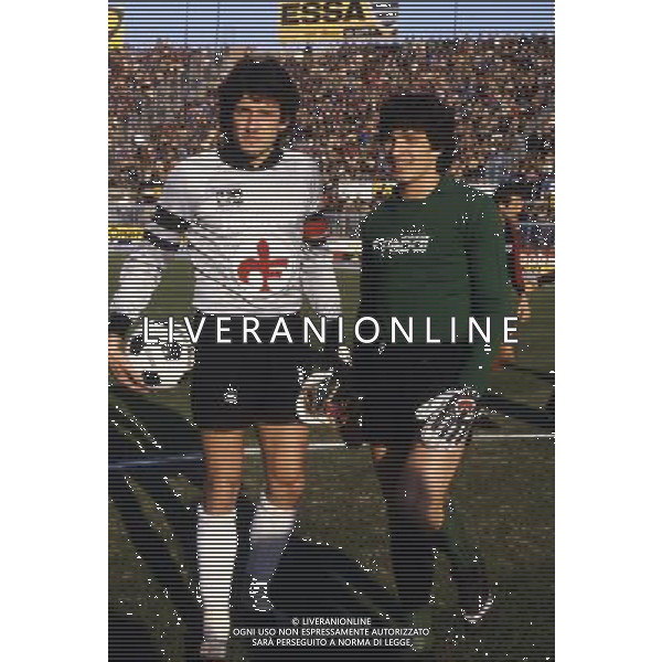RETROSPETTIVA GIOVANNI GALLI CALCIATORE NELLA FOTO GIOVANNI GALLI MAGLIA FIORENTINA CON GIUSEPPE ZINETTI AG ALDO LIVERANI SAS