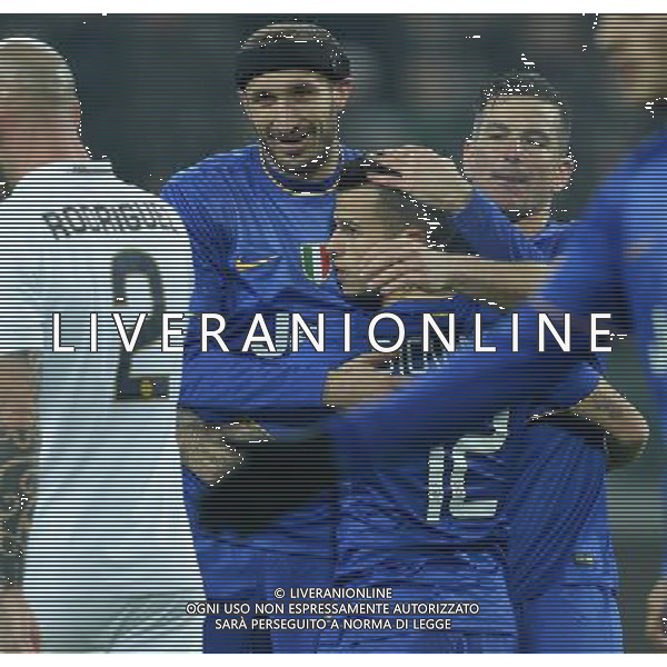 Coppa Italia TIM Cup 2014/2015 Ottavi di Finale Torino - 15.01.2015 Juventus-Verona Nella Foto: giovinco esultanza dopo il secondo gol con giorgio chiellini e padoin /Ph.Vitez-Ag. Aldo Liverani