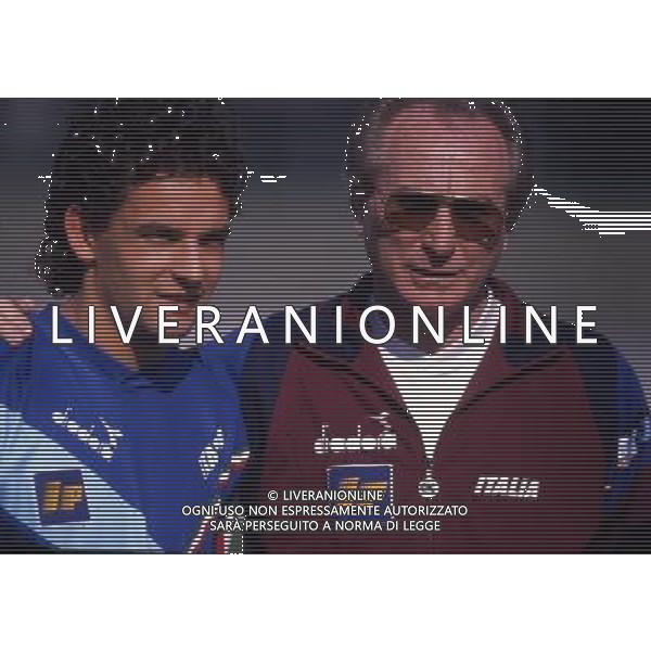 RETROSPETTIVA AZEGLIO VICINI NELLA FOTO AZEGLIO VICINI ALLENATORE CON ROBERTO BAGGIO AG ALDO LIVERANI SAS