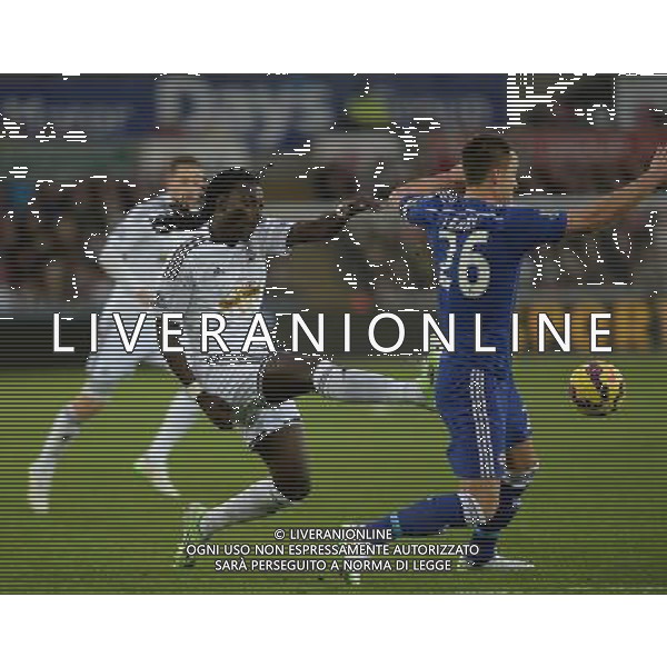 Swansea City\'s Bafetibis Gomis has a shot at goal Photographer /Ashley CrowdenCameraSport Football - Barclays Premiership - Swansea City v Chelsea - Saturday 17th January 2015 - Liberty Stadium - Swansea © CameraSport - 43 Linden Ave. Countesthorpe. Leicester. England. LE8 5PG - Tel: +44 (0) 116 277 4147 - admin@camerasport.com - www.camerasport.com AG ALDO LIVERANI SAS ONLY ITALY