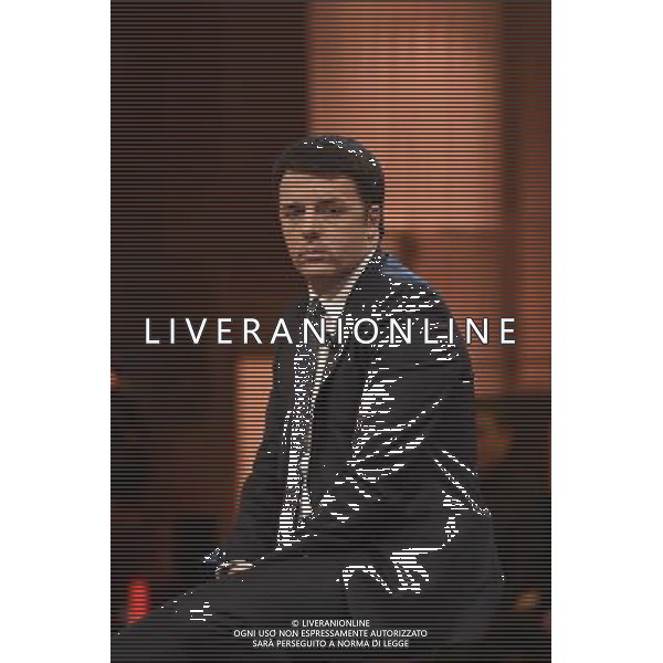 Il Premier Matteo Renzi ospite della trasmissione televisiva \'Quinta Colonna\' a Roma 19 gennaio 2014 ©Corradetti/Agenzia Aldo Liverani Sas