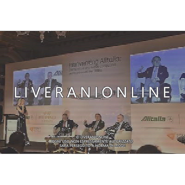 Conferenza stampa per la celebrazione del lancio della nuova Alitalia Hotel St. Regis Rome - Roma 20 gennaio 2015 nella foto: Luca Cordero di Montezemolo,Êpresidente Alitalia, Silvano Cassano, amministratore delegato di Alitalia, James Hogan, presidente e Ceo di Etihad aviation group e vice presidente di Alitalia ©Corradetti/Agenzia Aldo Liverani Sas 