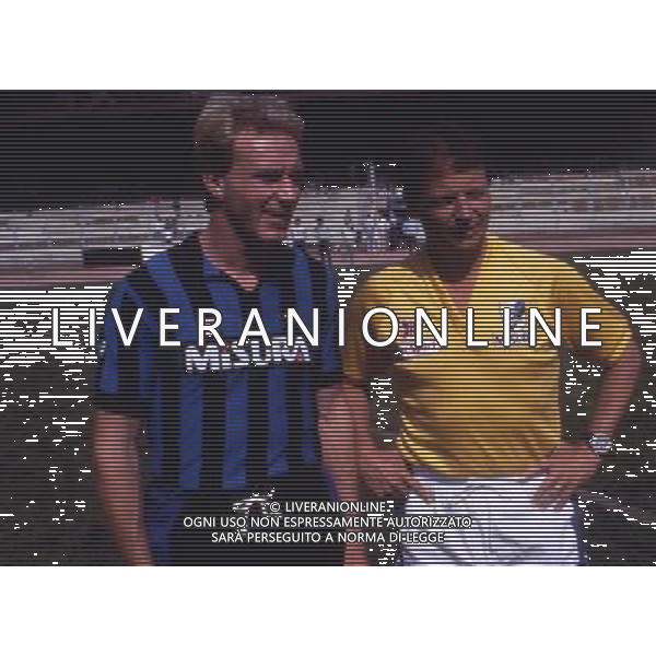 RETROSPETTIVA ILARIO CASTAGNER ALLENATORE NELLA FOTO ILARIO CASTAGNER CON KARL HEINZ RUMMENIGGE INTER AG ALDO LIVERANI SAS