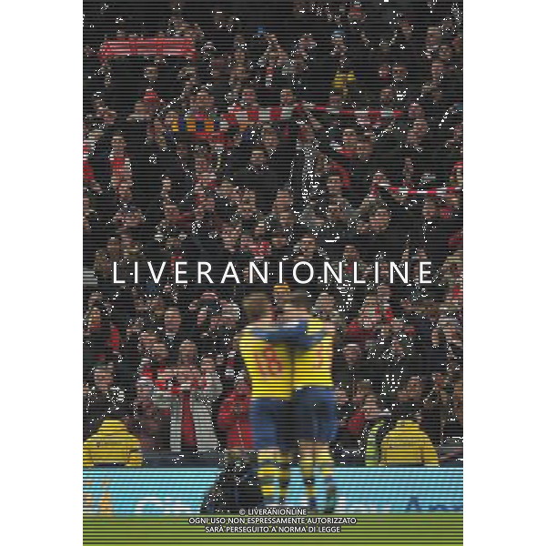 The Arsenal fans celebrate at the final whistle Photographer Dave Howarth/CameraSport Football - Barclays Premiership - Manchester City v Arsenal - Sunday 18th January 2015 - Etihad stadium - Manchester © CameraSport - 43 Linden Ave. Countesthorpe. Leicester. England. LE8 5PG - Tel: +44 (0) 116 277 4147 - admin@camerasport.com - www.camerasport.com AG ALDO LIVERANI SAS ONLY ITALY