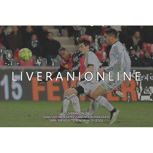 Christophe MANDANNE / Vincent LE GOFF et Wesley LAUTOA - 24.01.2015 - Guingamp / Lorient - 22eme journee de Ligue1 Photo : Vincent Michel / Icon Sport