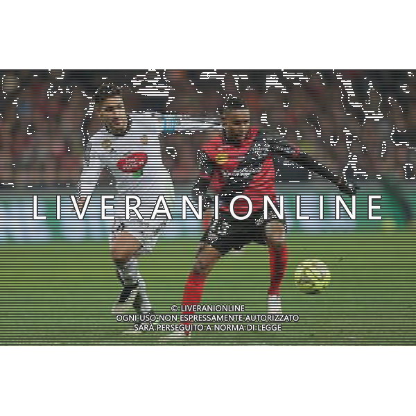 Christophe MANDANNE / Wesley LAUTOA - 24.01.2015 - Guingamp / Lorient - 22eme journee de Ligue1 Photo : Vincent Michel / Icon Sport