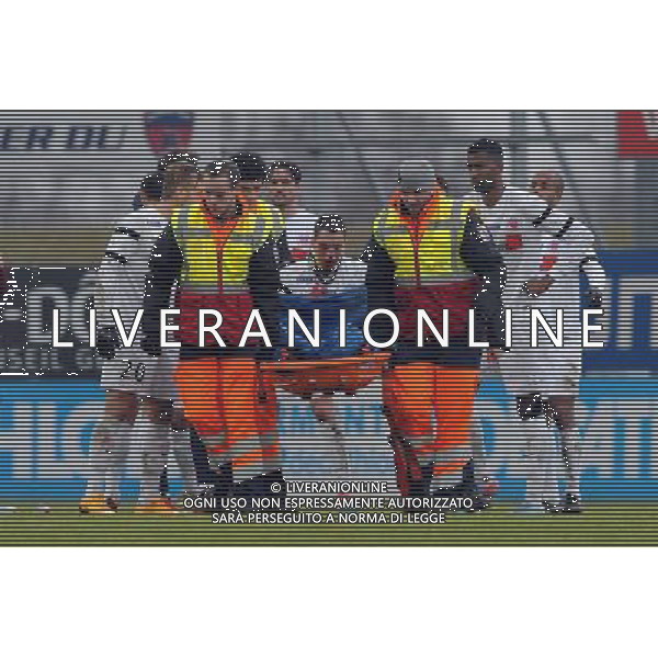 BLESSURE DE Erwan QUINTIN - 24.01.2015 - Clermont / Chateauroux - 21eme journee de Ligue2 Photo : Jean Paul Thomas / Icon Sport AG ALDO LIVERANI SAS ONLY ITALY