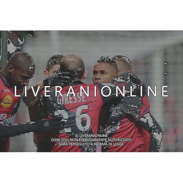 JOIE 2EME BUT GUINGAMP Christophe MANDANNE - 24.01.2015 - Guingamp / Lorient - 22eme journee de Ligue1 Photo : Vincent Michel / Icon Sport *** Local Caption *** AG ALDO LIVERANI SAS ONLY ITALY *** Local Caption *** AG ALDO LIVERANI SAS ONLY ITALY