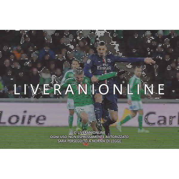 Fabien LEMOINE / Zlatan IBRAHIMOVIC - 25.01.2015 - Saint Etienne / PSG - 22eme journee de Ligue1 Photo : Jean Paul Thomas / Icon Sport AG ALDO LIVERANI SAS ONLY ITALY