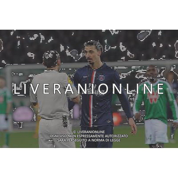Ruddy BUQUET / Zlatan IBRAHIMOVIC - 25.01.2015 - Saint Etienne / PSG - 22eme journee de Ligue1 Photo : Jean Paul Thomas / Icon Sport AG ALDO LIVERANI SAS ONLY ITALY