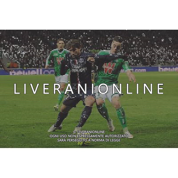 MAXWELL / Romain HAMOUMA - 25.01.2015 - Saint Etienne / PSG - 22eme journee de Ligue1 Photo : Jean Paul Thomas / Icon Sport AG ALDO LIVERANI SAS ONLY ITALY