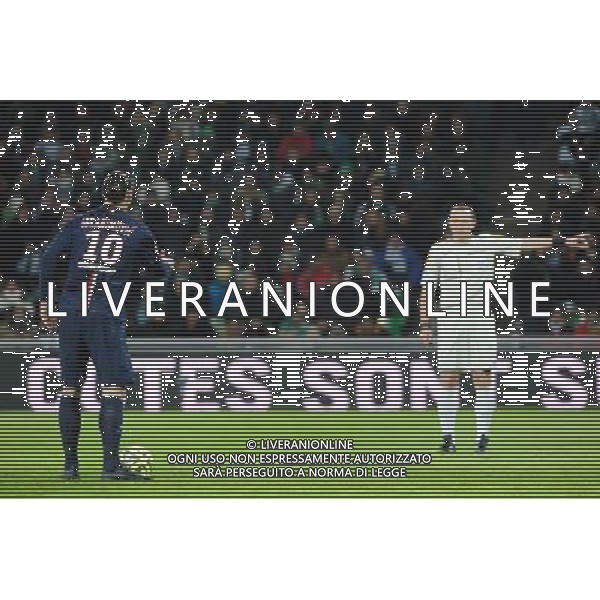 Zlatan IBRAHIMOVIC / Ruddy BUQUET - 25.01.2015 - Saint Etienne / PSG - 22eme journee de Ligue1 Photo : Jean Paul Thomas / Icon Sport /Agenzia Aldo Liverani sas - ITALY ONLY - EDITORIAL USE ONLY