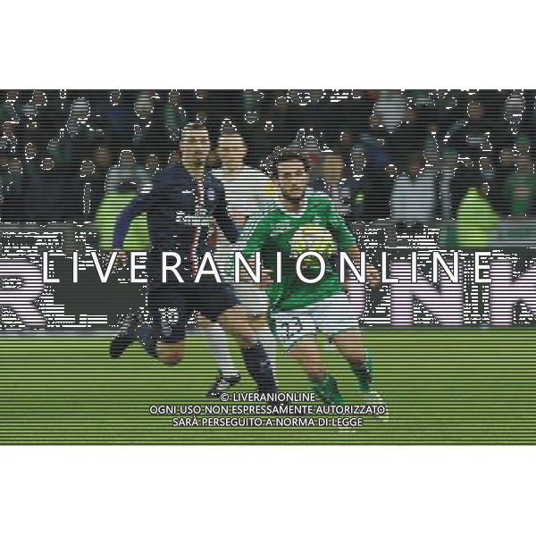 Paul BAYSSE / Zlatan IBRAHIMOVIC - 25.01.2015 - Saint Etienne / PSG - 22eme journee de Ligue1 Photo : Jean Paul Thomas / Icon Sport /Agenzia Aldo Liverani sas - ITALY ONLY - EDITORIAL USE ONLY