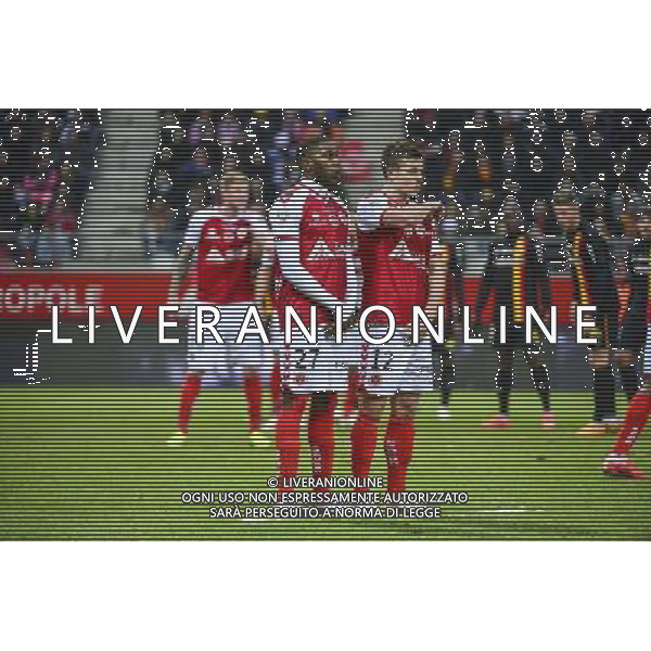 Christopher GLOMBARD / Nicolas DE PREVILLE - 25.01.2015 - Reims / Lens - 22eme journee de Ligue1 Photo : Dave Winter / Icon Sport *** Local Caption *** /Agenzia Aldo Liverani sas - ITALY ONLY - EDITORIAL USE ONLY *** Local Caption *** /Agenzia Aldo Liverani sas - ITALY ONLY - EDITORIAL USE ONLY