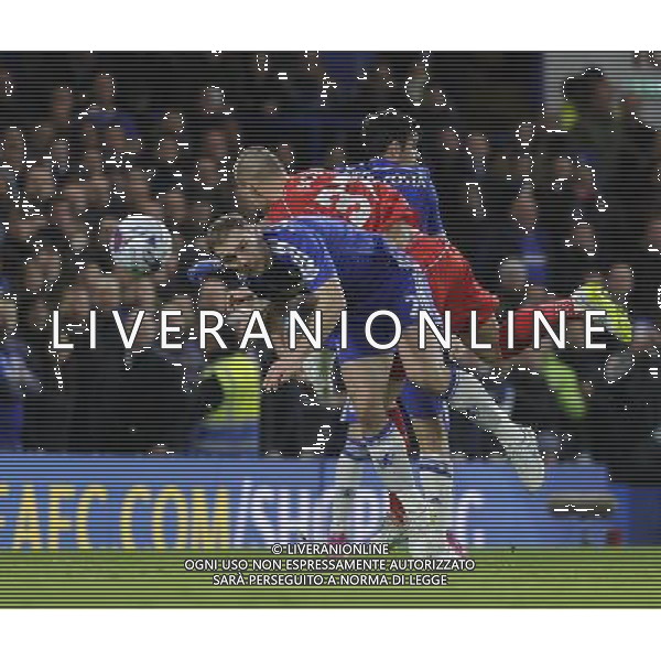 Chelsea\'s Branislav Ivanovic battles with Liverpool\'s Martin Skrtel Photographer Ashley Western /CameraSport Football - Capital One Cup Semi Final Second Leg - Chelsea v Liverpool - Tuesday 27th January 2015 - Stamford Bridge - London © CameraSport - 43 Linden Ave. Countesthorpe. Leicester. England. LE8 5PG - Tel: +44 (0) 116 277 4147 - admin@camerasport.com - www.camerasport.com /Agenzia Aldo Liverani sas - ITALY ONLY - EDITORIAL USE ONLY