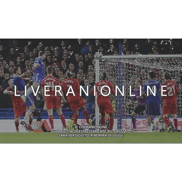 Chelsea\'s Branislav Ivanovic scores the opening goal Photographer Ashley Western /CameraSport Football - Capital One Cup Semi Final Second Leg - Chelsea v Liverpool - Tuesday 27th January 2015 - Stamford Bridge - London © CameraSport - 43 Linden Ave. Countesthorpe. Leicester. England. LE8 5PG - Tel: +44 (0) 116 277 4147 - admin@camerasport.com - www.camerasport.com AG ALDO LIVERANI SAS ONLY ITALY