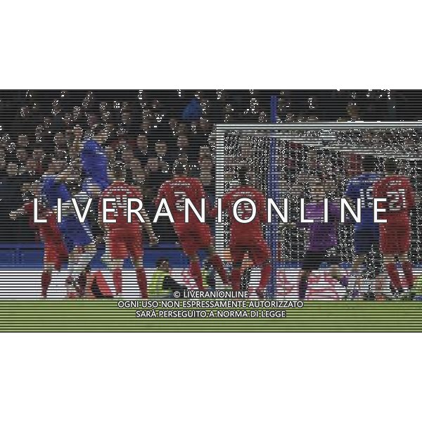 Chelsea\'s Branislav Ivanovic scores the opening goal Photographer Ashley Western /CameraSport Football - Capital One Cup Semi Final Second Leg - Chelsea v Liverpool - Tuesday 27th January 2015 - Stamford Bridge - London © CameraSport - 43 Linden Ave. Countesthorpe. Leicester. England. LE8 5PG - Tel: +44 (0) 116 277 4147 - admin@camerasport.com - www.camerasport.com AG ALDO LIVERANI SAS ONLY ITALY
