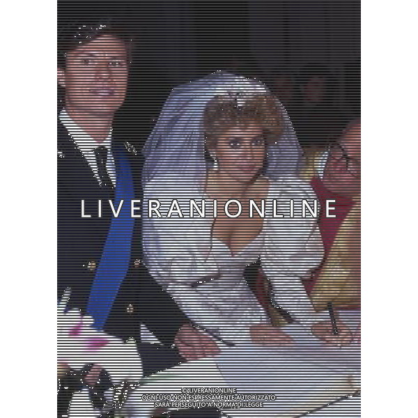 RETROSPETTIVA ALESSANDRA MUSSOLINI NELLA FOTO ALESSANDRA MUSSOLINI IL GIORNO DEL SUO MATRIMONIO CON MAURO FLORIANI AG ALDO LIVERANI SAS