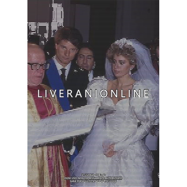 RETROSPETTIVA ALESSANDRA MUSSOLINI NELLA FOTO ALESSANDRA MUSSOLINI IL GIORNO DEL SUO MATRIMONIO CON MAURO FLORIANI AG ALDO LIVERANI SAS