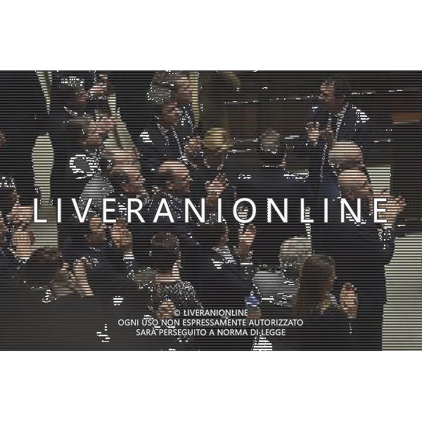Camera dei Deputati - Seduta comune per Elezione Presidente della Repubblica - Quarta votazione Roma 31 gennaio 2015 nella foto Angelino Alfano con il suo gruppo applaude alla elezione di Mattarella ©Corradetti/AGENZIA ALDO LIVERANI SAS
