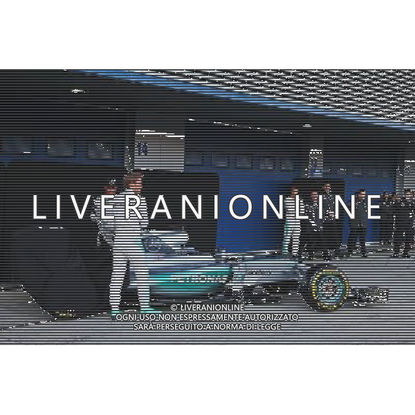 Nico Rosberg (GER) Mercedes AMG F1 and team mate Lewis Hamilton (GBR) Mercedes AMG F1 unveil the Mercedes AMG F1 W06. 01.02.2015. Formula One Testing, Day One, Jerez, Spain. AG ALDO LIVERANI SAS ONLY ITALY