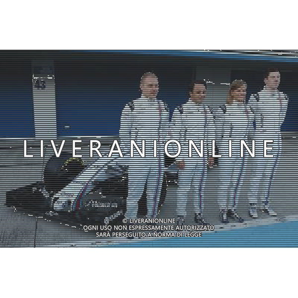 The Williams FW37 is unveiled (L to R): Valtteri Bottas (FIN) Williams; Felipe Massa (BRA) Williams; Susie Wolff (GBR) Williams Development Driver; Alex Lynn (GBR) Williams Development Driver. 01.02.2015. Formula One Testing, Day One, Jerez, Spain. AG ALDO LIVERANI SAS ONLY ITALY