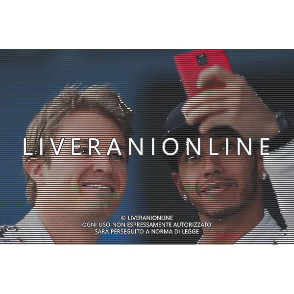 (L to R): Nico Rosberg (GER) Mercedes AMG F1 with Lewis Hamilton (GBR) Mercedes AMG F1. 01.02.2015. Formula One Testing, Day One, Jerez, Spain. AG ALDO LIVERANI SAS ONLY ITALY