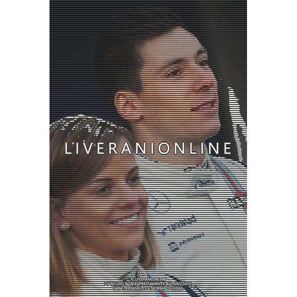 (L to R): Susie Wolff (GBR) Williams Development Driver with Alex Lynn (GBR) Williams Development Driver. 01.02.2015. Formula One Testing, Day One, Jerez, Spain. AG ALDO LIVERANI SAS ONLY ITALY