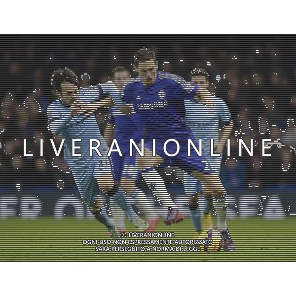 Chelsea\'s Nemanja Matic shields the ball from Manchester City\'s David Silva Photographer Craig Mercer/CameraSport Football - Barclays Premiership - Chelsea v Manchester City - Saturday 31st January 2015 - Stamford Bridge - London Ã‚Â© CameraSport - 43 Linden Ave. Countesthorpe. Leicester. England. LE8 5PG - Tel: +44 (0) 116 277 4147 - admin@camerasport.com - www.camerasport.com ag aldo liverani sas only italy