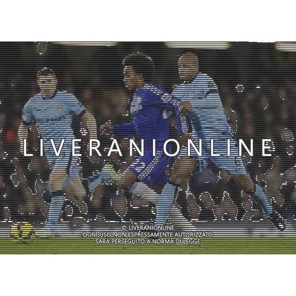 Manchester City\'s Fernando battles with Chelsea\'s Willian Photographer Craig Mercer/CameraSport Football - Barclays Premiership - Chelsea v Manchester City - Saturday 31st January 2015 - Stamford Bridge - London Ã‚Â© CameraSport - 43 Linden Ave. Countesthorpe. Leicester. England. LE8 5PG - Tel: +44 (0) 116 277 4147 - admin@camerasport.com - www.camerasport.com ag aldo liverani sas only italy