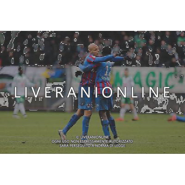 Joie Ala Eddine YAHIA / Dennis APPIAH - 01.02.2015 - Caen / Saint Etienne - 23eme journee de Ligue 1 - Photo : Vincent Michel / Icon Sport AG ALDO LIVERANI SAS ONLY ITALY