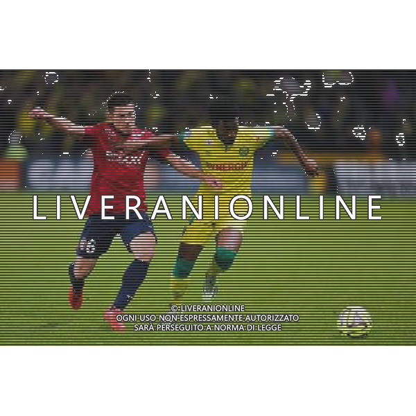 Georges Kevin NKOUDOU / Jonathan DELAPLACE - 31.01.2015 - Nantes / Lille - 23eme journee de Ligue 1 - Photo : Vincent Michel / Icon Sport AG ALDO LIVERANI SAS ONLY ITALY