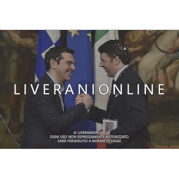 Incontro Matteo Renzi con Alexis Tsipras a Palazzo Ghigi Roma - 03.02.2015 Nella Foto:Alexis Tsipras e Matteo Renzi /Ph.Corradetti-Ag. Aldo Liverani