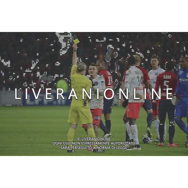 Marco VERRATTI carton jaune / Lionel JAFFREDO - 03.02.2015 - Lille / Paris Saint Germain - 1/2Finale Coupe de la Ligue Photo : Dave Winter / Icon Sport /AGENZIA ALDO LIVERANI SAS - ITALY ONLY - EDITORIAL USE ONLY