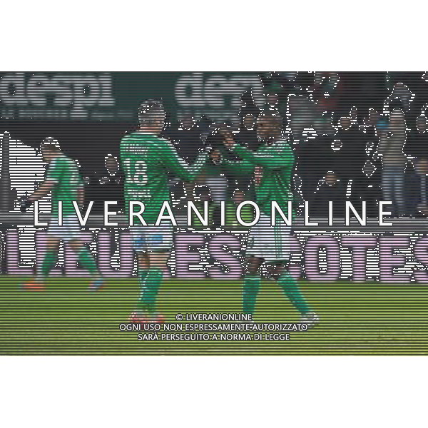Joie Landry N\'GUEMO / Fabien LEMOINE - 06.02.2015 - Saint Etienne / Lens - 24eme journee de Ligue 1 - Photo : Jean Paul Thomas / Icon Sport AG ALDO LIVERANI SAS ONLY ITALY