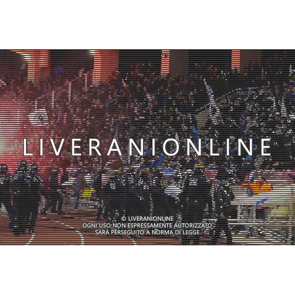 Supporters Bastia / Securite Police - 04.02.2015 - Monaco / Bastia - 1/2Finale Coupe de la Ligue Photo : Sebastien Nogier / Icon Sport AG ALDO LIVERANI SAS ONLY ITALY