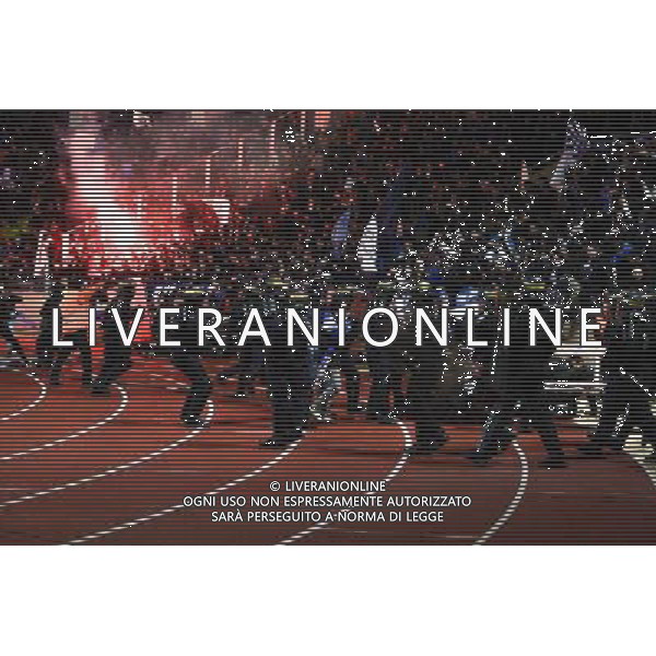 Supporters Bastia / Securite Police - 04.02.2015 - Monaco / Bastia - 1/2Finale Coupe de la Ligue Photo : Sebastien Nogier / Icon Sport AG ALDO LIVERANI SAS ONLY ITALY