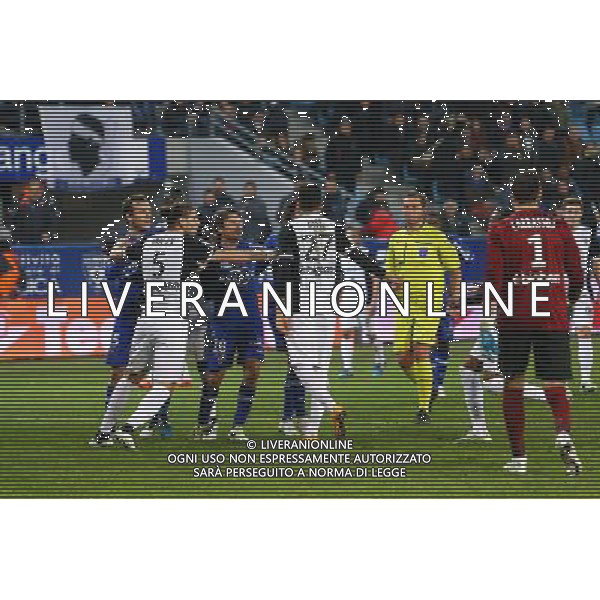 Altercation - 07.02.2015 - Bastia / Metz - 24eme journee de Ligue 1 Photo : Michel Maestracci / Icon Sport AG ALDO LIVERANI SAS ONLY ITALY