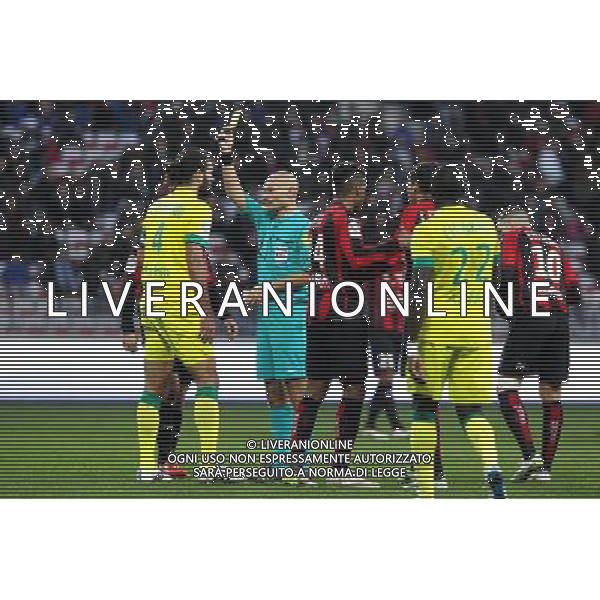 Carton jaune Oswaldo VIZCARRONDO / Tony CHAPRON - 08.02.20145 - Nice / Nantes - 24e journee Ligue 1 Photo : Jc Magnenet / Icon Sport ag aldo liverani sas only italy