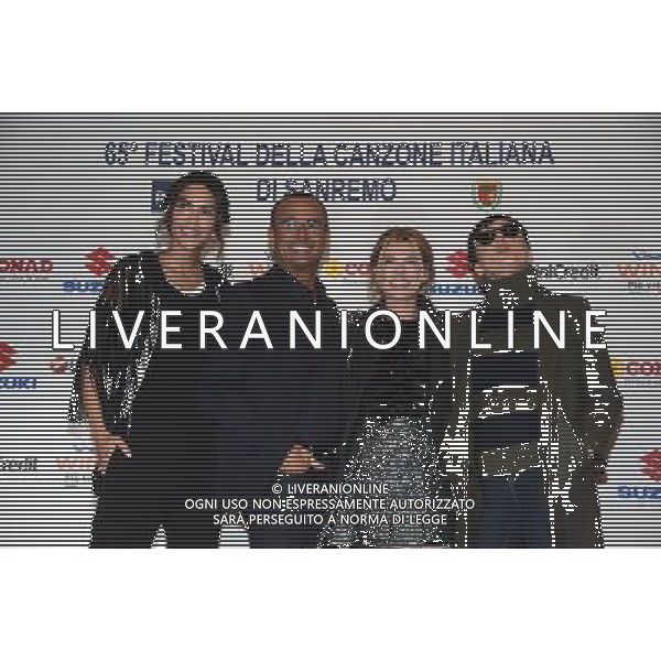 65mo Festival della canzone italiana di Sanremo 09 febbraio 2015 - Prima conferenza stampa nella foto Rocio Munoz Morales, Carlo Conti, Emma Marrone, Arisa ©Gazzaniga/AGENZIA ALDO LIVERANI SAS