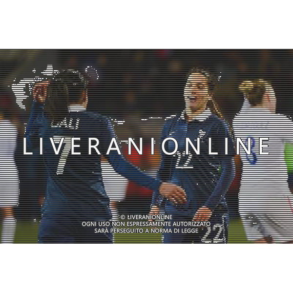 Joie Amel MAJRI / Kenza DALI - 08.02.2015 - Football feminin - France / Etats Unis - match amical -Lorient Photo : Winterpress / Icon Sport AG ALDO LIVERANI SAS ONLY ITALY
