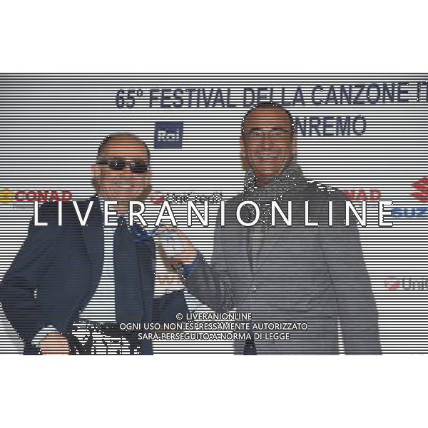 65 FESTIVAL DELLA CANZONE ITALIANA DI SANREMO 10-02-2015 NELLA FOTO CARLO CONTI CON GIANCARLO LEONE FOTO ALDO GAZZANIGA AG ALDO LIVERANI SAS
