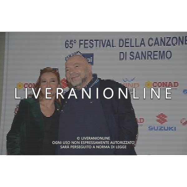 65mo Festival della Canzone Italiana di SanRemo 11 febbraio 2015 nella foto Grazia di Michele con Mauro Coruzzi ©Gazzaniga/AGENZIA ALDO LIVERANI SAS