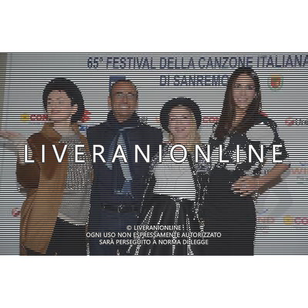 65mo Festival della Canzone Italiana di SanRemo 11 febbraio 2015 nella foto Arisa, Carlo Conti, Emma Marrone, Rocio Munoz Morales ©Gazzaniga/AGENZIA ALDO LIVERANI SAS