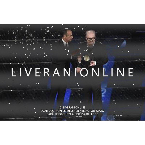 SECONDA SERATA 65mo FESTIVAL DELLA CANZONE ITALIANA DI SANREMO 11 FEBBRAIO 2015 nella foto Carlo Conti e Pino Donaggio ©Gazzaniga/Agenzia Aldo Liverani sas