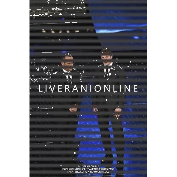 SECONDA SERATA 65mo FESTIVAL DELLA CANZONE ITALIANA DI SANREMO 11 FEBBRAIO 2015 nella foto carlo conti con javier Zanetti ©Gazzaniga/Agenzia Aldo Liverani sas