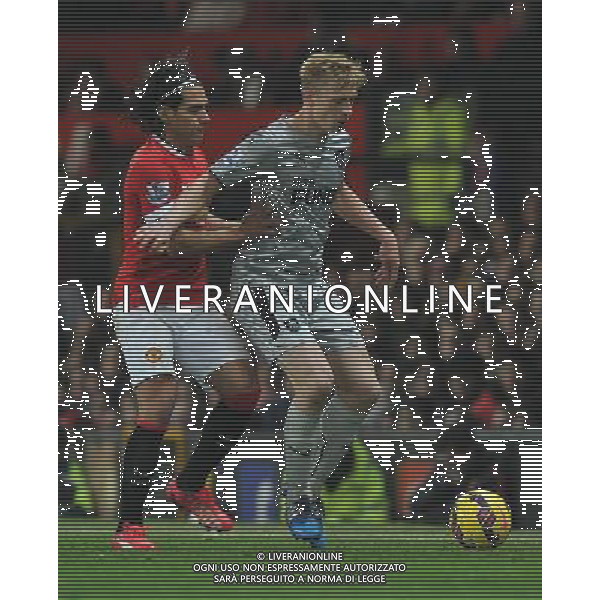 Manchester United\'s Radamel Falcao Garc’a battles with Burnley\'s Ben Mee Photographer Dave Howarth/CameraSport Football - Barclays Premiership - Manchester United v Burnley - Wednesday 11th February 2015 - Old Trafford - Manchester © CameraSport - 43 Linden Ave. Countesthorpe. Leicester. England. LE8 5PG - Tel: +44 (0) 116 277 4147 - admin@camerasport.com - www.camerasport.com AG ALDO LIVERANI SAS ONLY ITALY