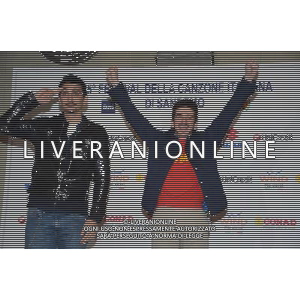 65mo FESTIVAL DELLA CANZONE ITALIANA DI SANREMO 12 FEBBRAIO 2015 Nella foto: Fabrizio Biggio e Francesco Mandelli ©Gazzaniga/AGENZIA ALDO LIVERANI SAS