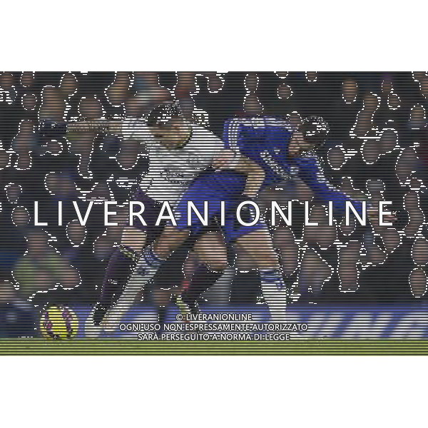 Everton\'s Muhamed Besic battles for possession with Chelsea\'s Eden Hazard Photographer Craig Mercer/CameraSport Football - Barclays Premiership - Chelsea v Everton - Wednesday 11th February 2015 - Stamford Bridge - London © CameraSport - 43 Linden Ave. Countesthorpe. Leicester. England. LE8 5PG - Tel: +44 (0) 116 277 4147 - admin@camerasport.com - www.camerasport.com AG ALDO LIVERANI SAS ONLY ITALY