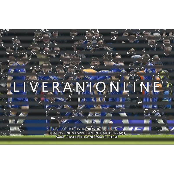 Chelsea players celebrate their sides goal to secure a late 1-0 victory Photographer Craig Mercer/CameraSport Football - Barclays Premiership - Chelsea v Everton - Wednesday 11th February 2015 - Stamford Bridge - London © CameraSport - 43 Linden Ave. Countesthorpe. Leicester. England. LE8 5PG - Tel: +44 (0) 116 277 4147 - admin@camerasport.com - www.camerasport.com AG ALDO LIVERANI SAS ONLY ITALY